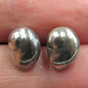 Sterling Tarnished Shell Style Stud Earrings